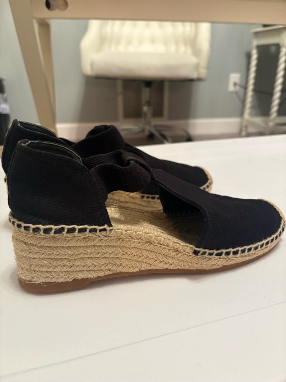 Tory Burch Black Espadrille Wedge Sandals - Women 9.5